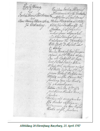 Hofakte Gretenberge Beispiel eines Originaltextes 1767